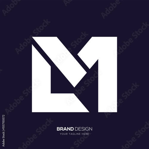 letter Lm or Ml rectangle shape abstract logo