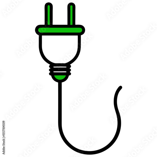 Green Power Plug Vector | Generative AI & Linocut Silhouette Design