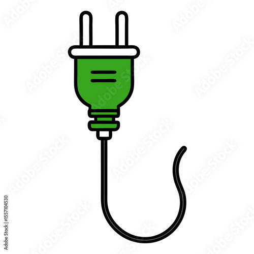 Green Power Plug Vector | Generative AI & Linocut Silhouette Design