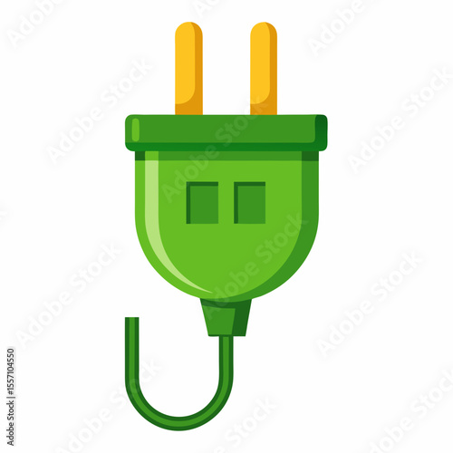 Green Power Plug Vector | Generative AI & Linocut Silhouette Design