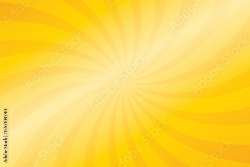 Vibrant swirling yellow sunburst background with gradient rays and subtle curves