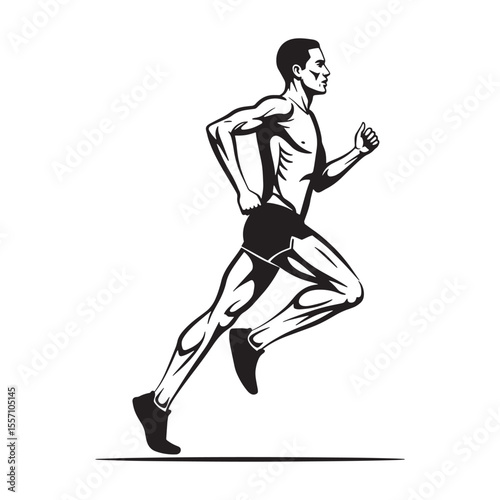 Silhouette illustration of a muscular man sprinting depicting fitness and athleticism in motion