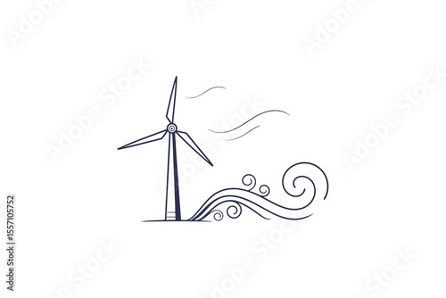 wind turbine icon minimalist clean black line