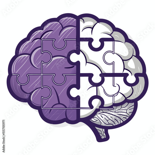 An abstract graphic illustrates a brain composed of interlocking puzzle pieces, symbolizing memory and cognitive training.