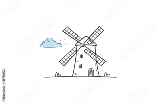 clean windmill icon thin black outline design