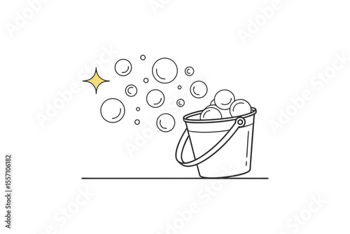 minimalist bucket with bubbles icon thin view