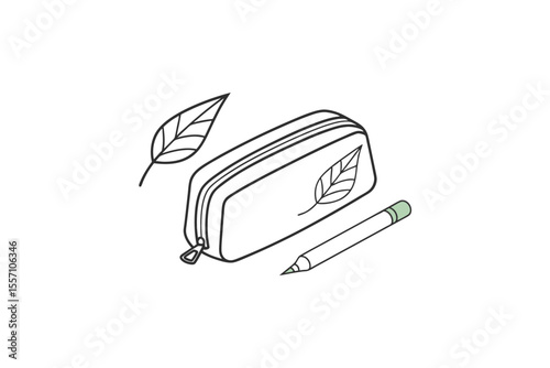 minimalist eco pencil case school icon