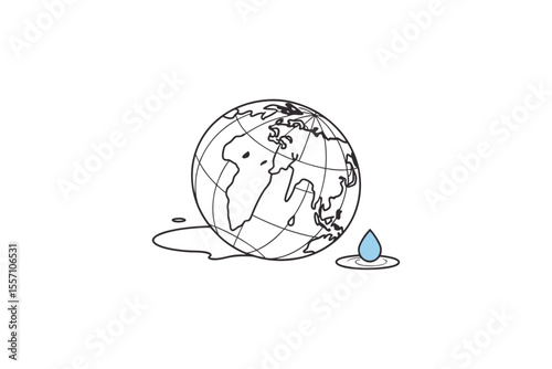 minimalist melting earth globe eco icon