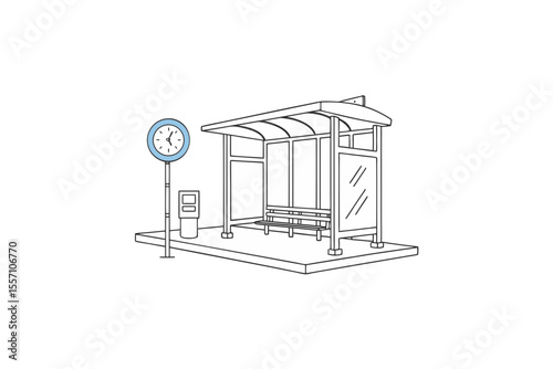 minimalist urban bus stop thin icon