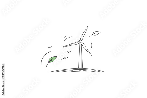 minimalist wind turbine thin line icon