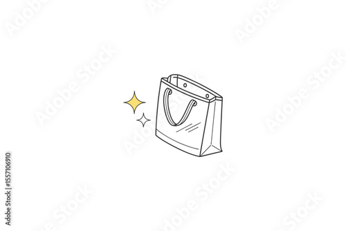 simple cotton tote bag thin icon