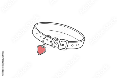 simple dog collar thin black icon