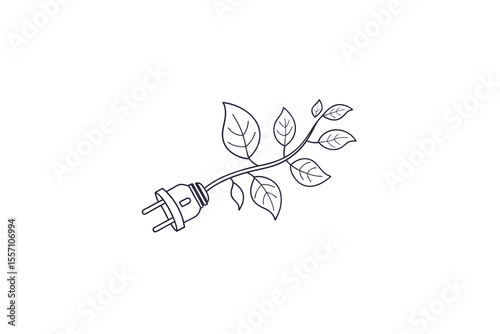 simple electric plug connected leaf icon