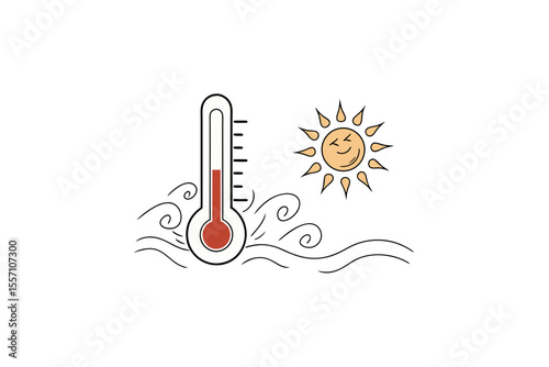 simple thermometer thin black outline icon