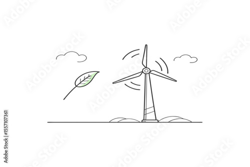 simple wind turbine thin black icon