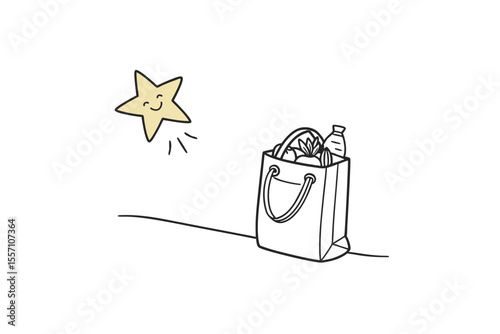 simple zero waste grocery bag icon