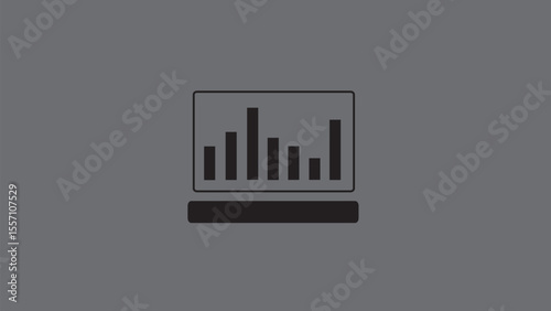 Laptop with trading graph icon simple. growing chart on laptop icon. stock market icon. business and growth chart icon simple.