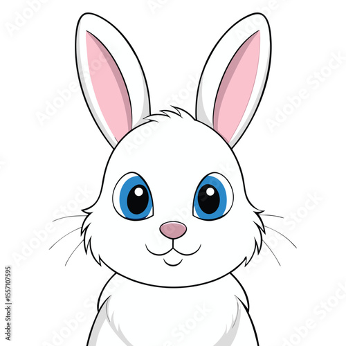  Cute White Rabbit Head Vector Illustration - Easter Bunny