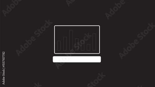 Laptop with trading graph icon simple. growing chart on laptop icon. stock market icon. business and growth chart icon simple.