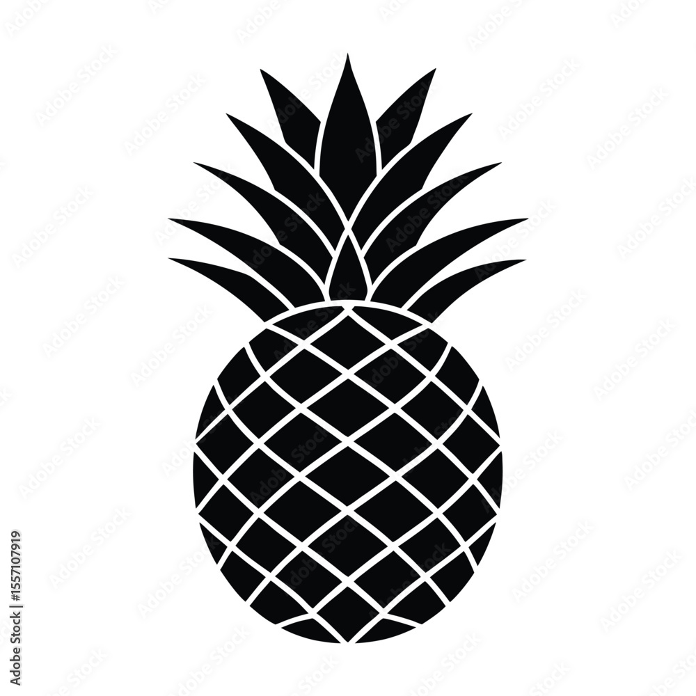 Obraz premium Minimalist Pineapple Silhouette Vector Illustration