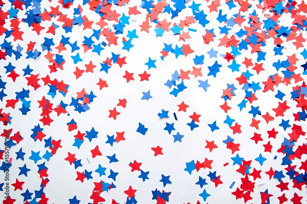 Festive Red Blue Star Confetti Celebration Party Background Image 4th of July USA Patriotism Festive Red Blue Star Confetti Celebration Party Background Image 4th of July USA Patriotism