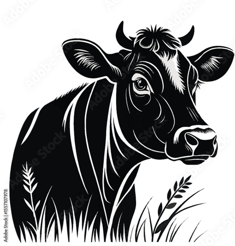 Cow graphic icon. Cow black silhouette isolated on white background. Vector illustration




