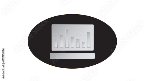 Laptop with trading graph icon simple. growing chart on laptop icon. stock market icon. business and growth chart icon simple.