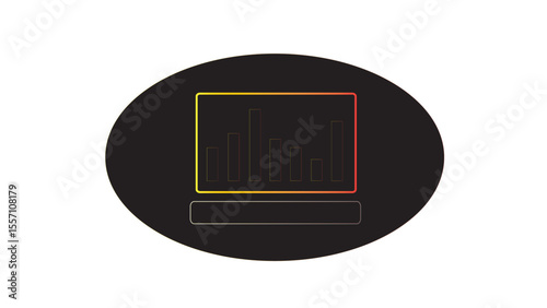 Laptop with trading graph icon simple. growing chart on laptop icon. stock market icon. business and growth chart icon simple.
