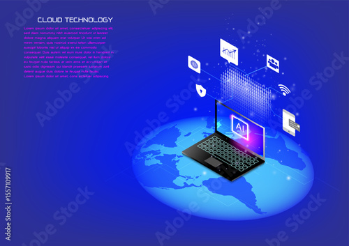 The concept of AI technology work together with human technology to help analized information through maximum efficiency,Vector illustration fantastic style,AI technology concept