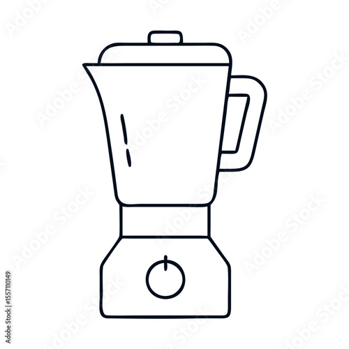Minimalist line art drawing of a kitchen blender, essential household appliance for various digital design projects. This modern blender illustration provides clean outline,