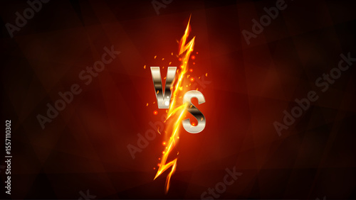 Fire fight, icon VS. Background battle game, 3D effect. Sport poster for MMA boxing. Logo design, light text. Vector flame template, competition versus an enemy, tournament or championship symbol