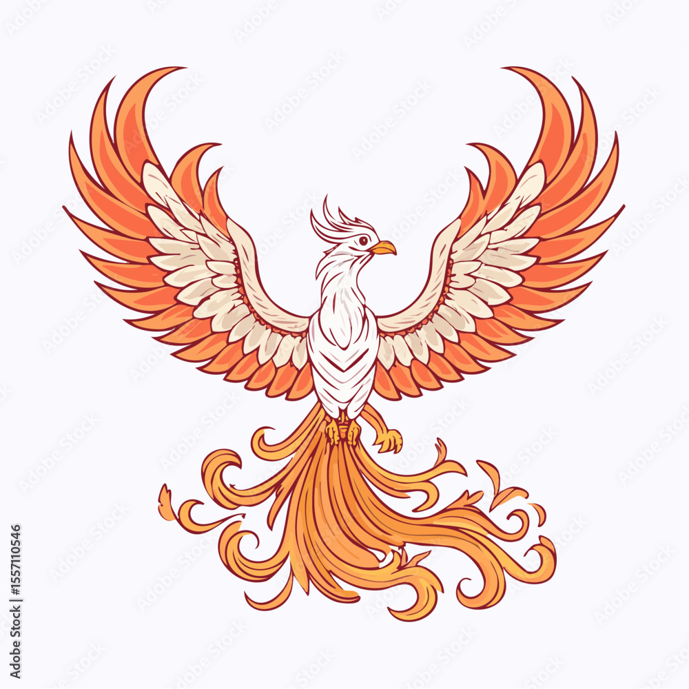 Obraz premium Majestic phoenix soars with vibrant wings, a symbol of rebirth and transformation, perfect for striking brand identity or memorable logo.