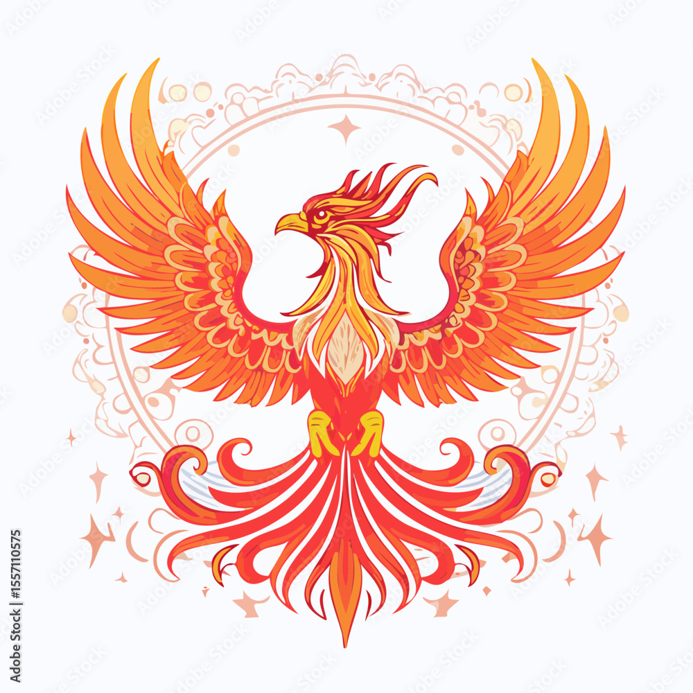 Fototapeta premium Graceful phoenix art with ornate details offers a bold, legendary design, perfect for mythological themed projects and creative logo concepts.
