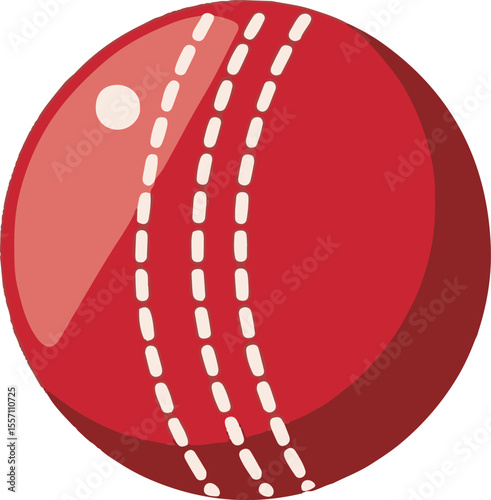 Vector illustration of a red cricket ball with stitched seams on a white background