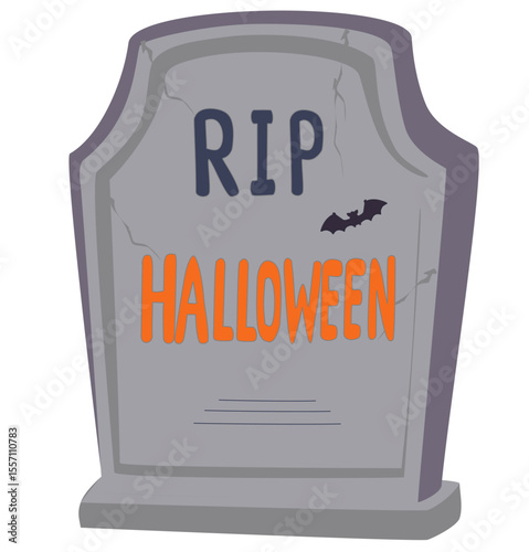 Title:
Spooky cartoon tombstone illustration, Halloween grave sign, creepy design for decorations, posters, or party themes.