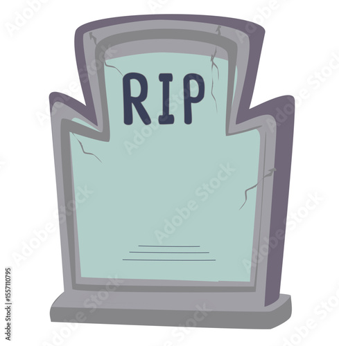 Cartoon Halloween tombstone illustration, spooky grave sign for decoration
