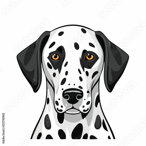 Cute Dalmatian dog head design showcases a classic breed, ideal for animal-themed logos and canine-related marketing materials.