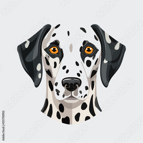 A striking design featuring a Dalmatian dog head, perfect for pet-related graphics, branding, and scalable designs, offering a unique, stylized animal portrait.