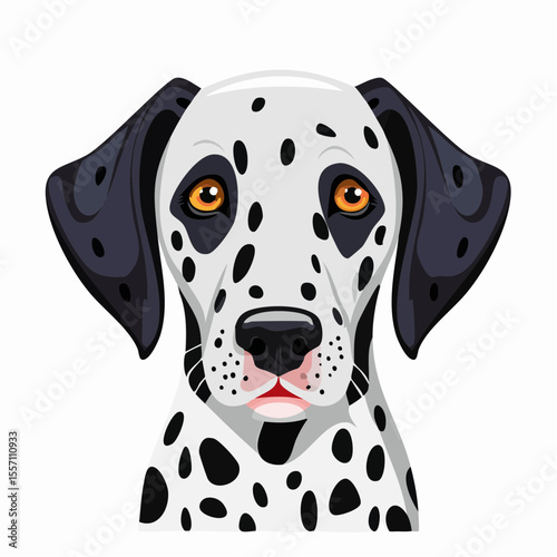 A delightful Dalmatian dog graphic showcases a detailed black and white spotted coat, perfect for animal lovers and pet-themed designs.