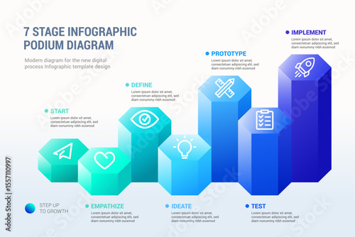 7 Stage Infographic Podium Diagram Modern Presentation Template