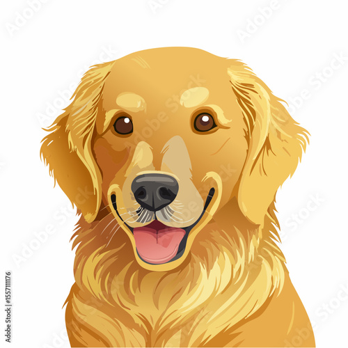 Cheerful Golden Retriever design, a great element for pet related projects and any kind of lovable, friendly dog themed creation.