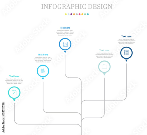 Business tree map timeline infographic concept. with icons and 5 options, workflow layout, diagram, report, web design. Creative, vector, illustration.