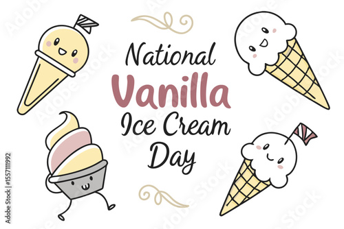 NATIONAL VANILLA ICE CREAM DAY vector illustration