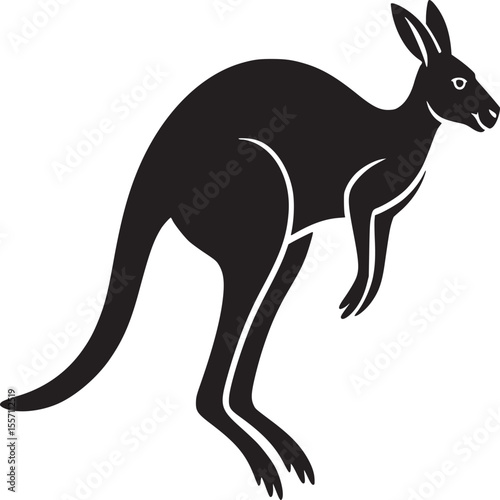 Kangaroo silhouette vector illustration australian wildlife animal mammal marsupial jumping icon design art clip 100 on transparent background