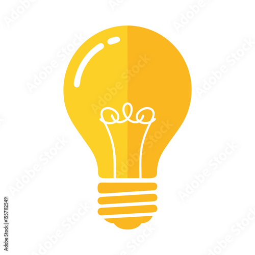 Vibrant Yellow Light Bulb Idea Flat Design Vector Illustration - Creativity Innovation Graphic