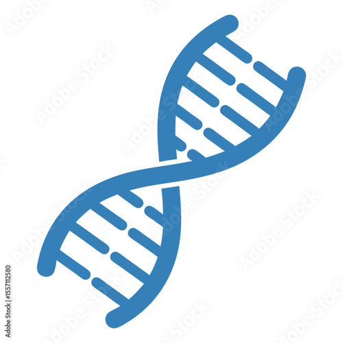 Classic Solid Blue DNA Double Helix Flat Design Vector Illustration - Genetics Biology Graphic