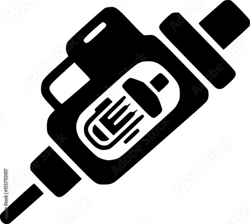 fuel injector line art silhouette vector illustration

