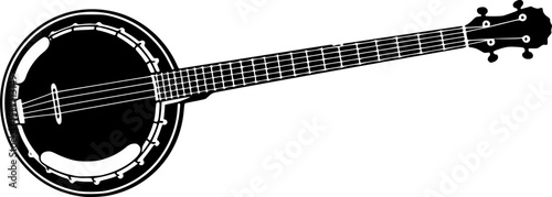banjo line art silhouette vector illustration
