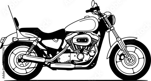 harley davidson bike line art silhouette vector illustration
