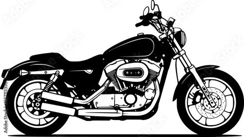 harley davidson bike line art silhouette vector illustration
